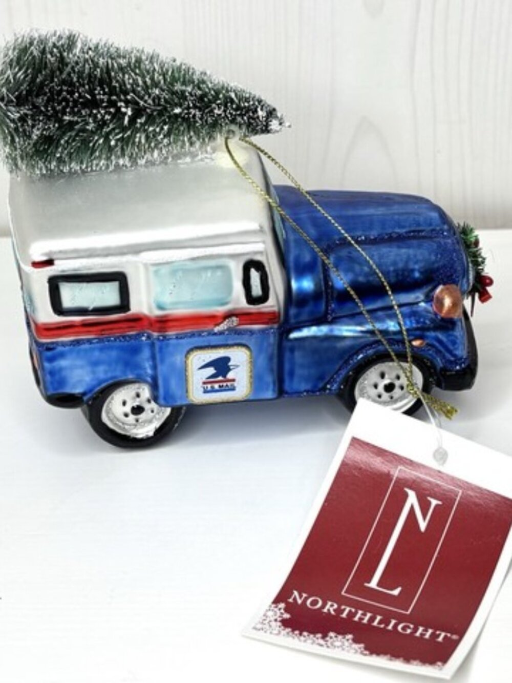 NorthLight US Postal Mail Truck Christmas Ornament 5" NWT